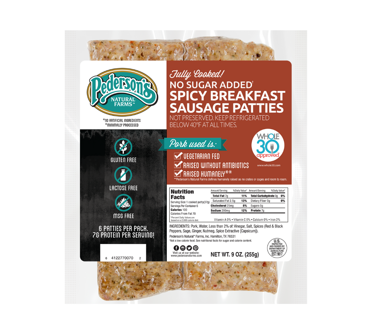 Pederson's Natural Farms Spicy Breakfast Sausage Patties